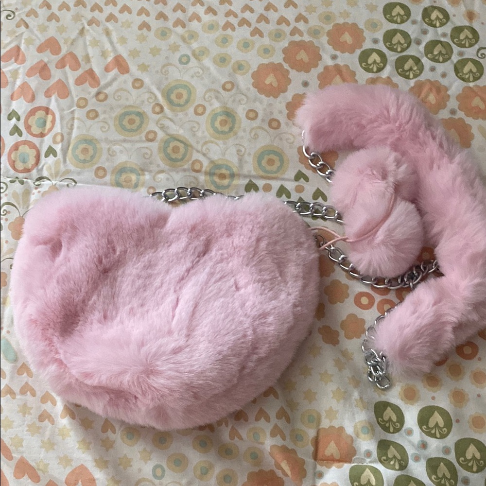Hot Topic Pink Crossbody Bag Plush Chain